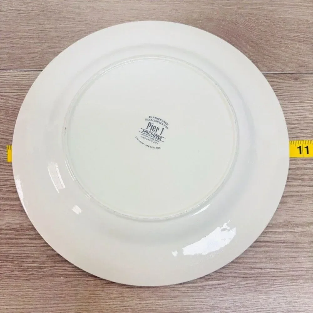 Pier 1 Macintoch Orchard Fruit Motif Plates 10 1/4 Set 2 Made in England Blue